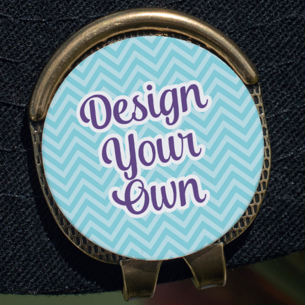 Custom Design - Golf Ball Marker Hat Clip - Gold - Close Up