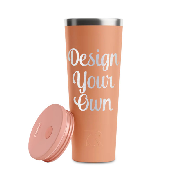 Custom Design - Peach RTIC Everyday Tumbler - 28 oz. - Lid Off
