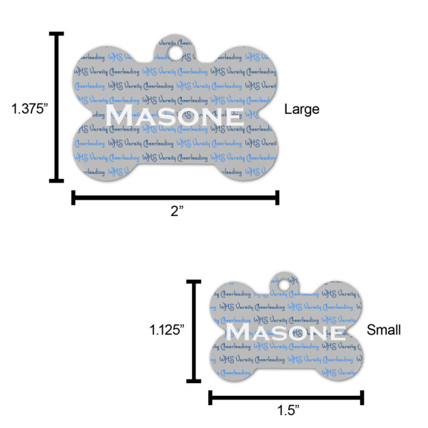 Custom Design - Bone Shaped Dog ID Tags - Comparison Scale