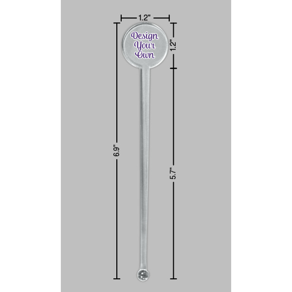 Custom Design - Clear Plastic 7" Stir Stick - Round - Dimensions
