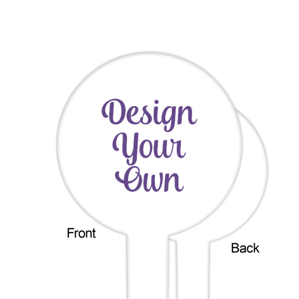 Custom Design - White Plastic 6" Food Pick - Round - Single Sided - Front & Back
