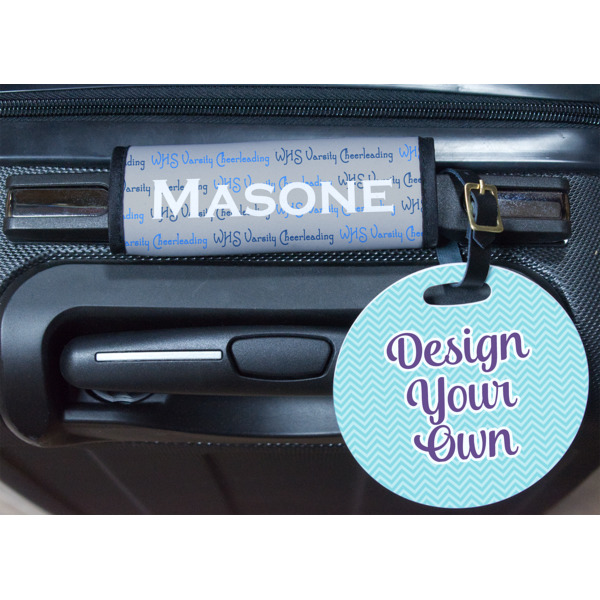 Custom Design - Round Luggage Tag & Handle Wrap - In Context