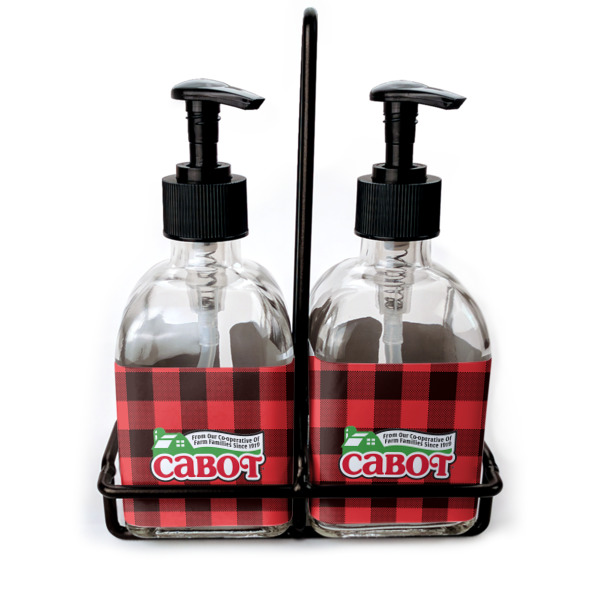 Custom Lumberjack Plaid Glass Soap & Lotion Bottles (Personalized)