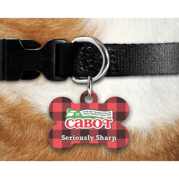 Custom Design - Bone Shaped Dog Tag on Collar & Dog