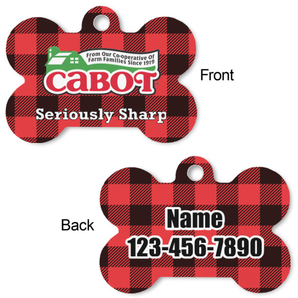 Custom Design - Bone Shaped Dog ID Tag - Small - Front & Back View