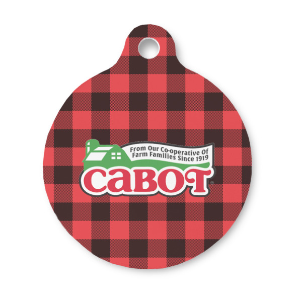Custom Lumberjack Plaid Round Pet ID Tag - Small (Personalized)