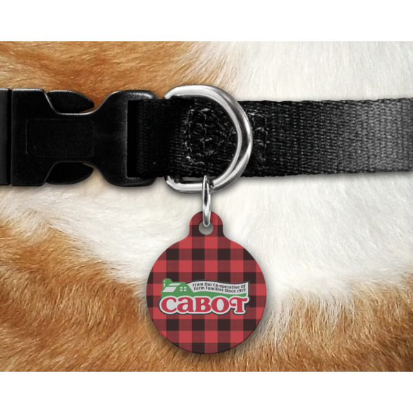 Custom Design - Round Pet Tag on Collar & Dog