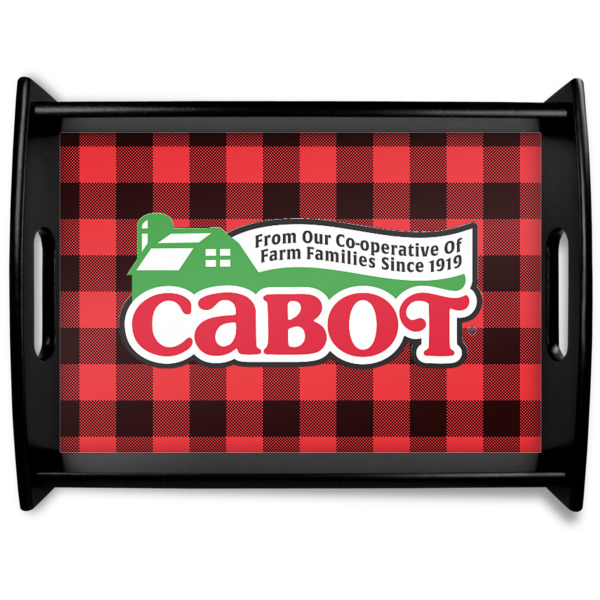 Custom Lumberjack Plaid Black Wooden Tray - Large (Personalized)