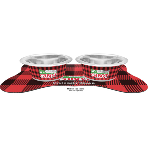 Custom Design - Metal Pet Bowls - On Dog Bone Shaped Mat