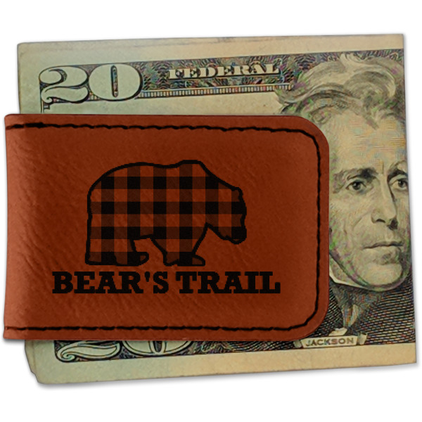 Custom Lumberjack Plaid Leatherette Magnetic Money Clip (Personalized)