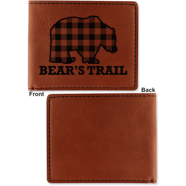 Custom Design - Cognac Leatherette Bifold Wallets - Front and Back Single Sided - Apvl