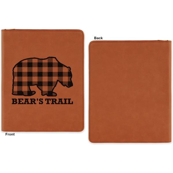 Custom Design - Cognac Leatherette Zipper Portfolios with Notepad - Single Sided - Apvl