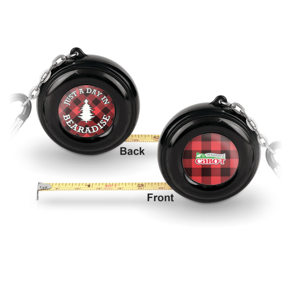 Custom Design - 6ft Pocket Tape Measure w/ Carabiner Hook - Front and Back