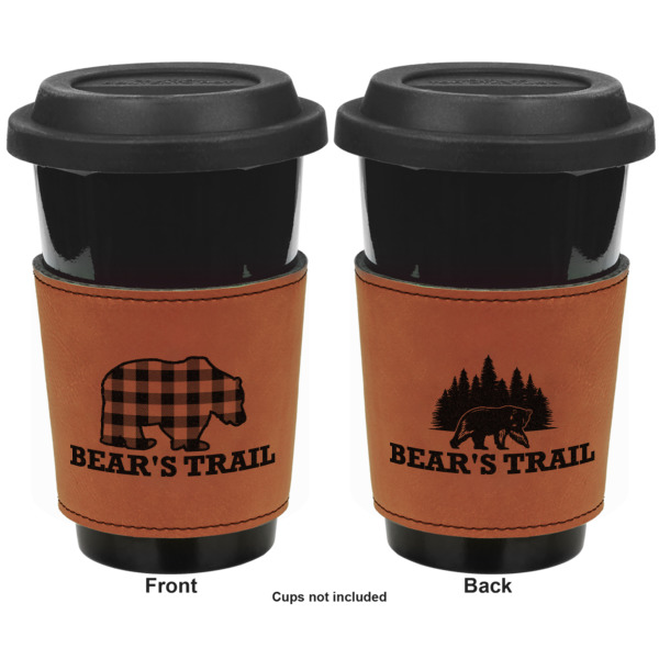 Custom Design - Cognac Leatherette Mug Sleeve - Double Sided Approval
