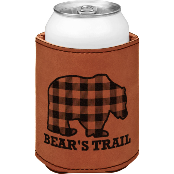 Custom Design - Cognac Leatherette Can Sleeve - Single Front