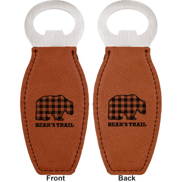 Custom Design - Leather Bar Bottle Opener - Front and Back (double sided)