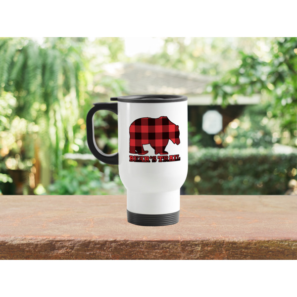 Custom Design - Stainless Steel Travel Mug with Handle Lifestyle White