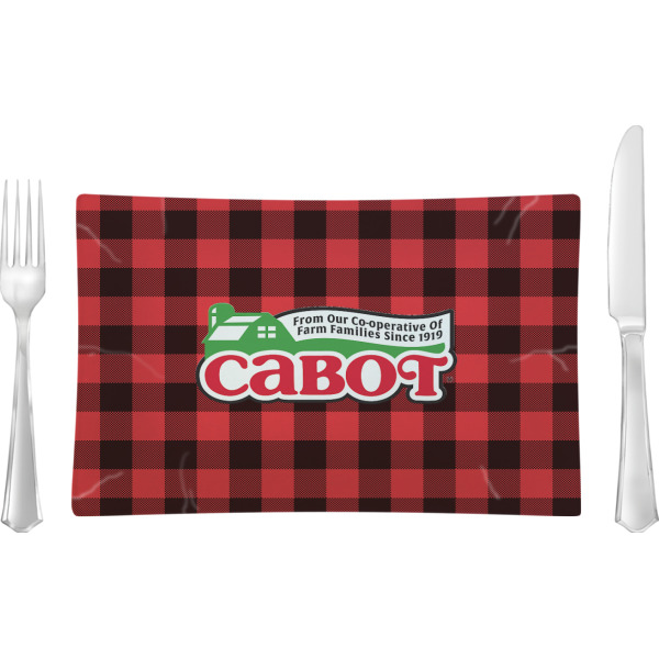 Custom Lumberjack Plaid Rectangular Glass Lunch / Dinner Plate - Single or Set (Personalized)