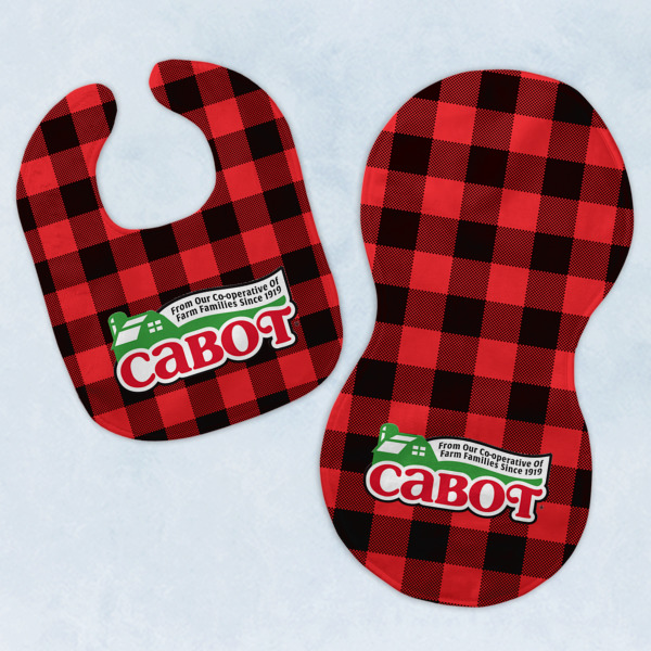 Custom Lumberjack Plaid Baby Bib & Burp Set w/ Name or Text