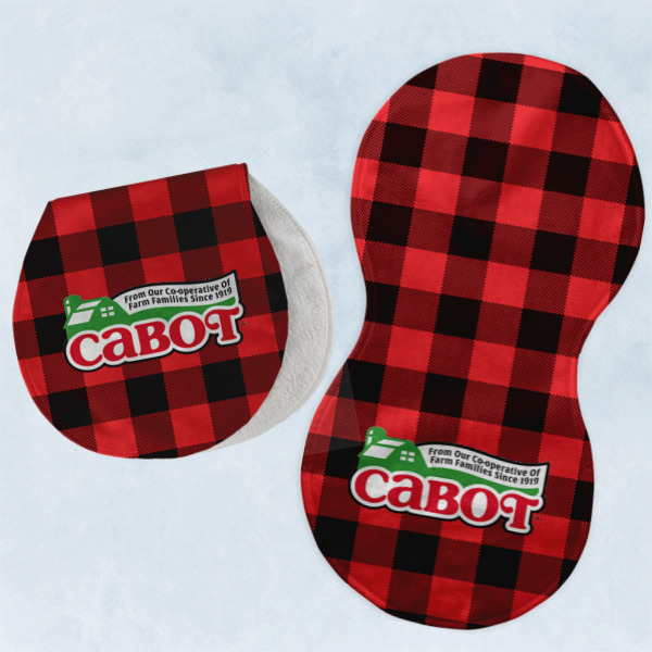 Custom Design - Two Peanut Shaped Burps - Open and Folded