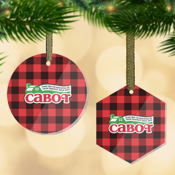 Custom Lumberjack Plaid Flat Glass Ornament w/ Name or Text