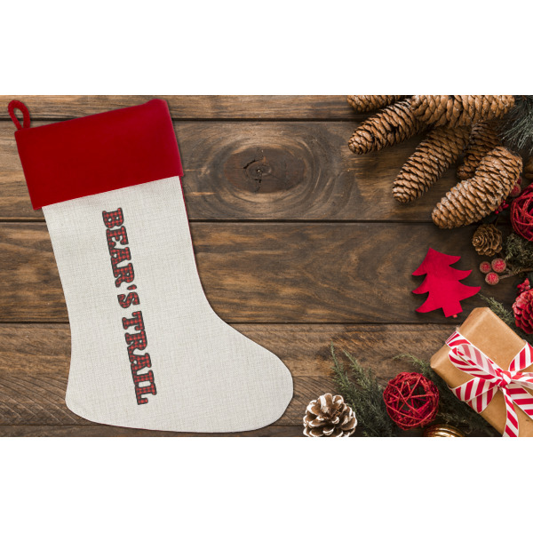 Custom Design - Linen Stocking w/Red Cuff - Flat Lay (LIFESTYLE)
