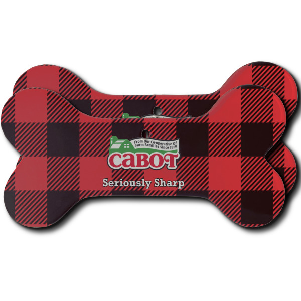 Custom Lumberjack Plaid Ceramic Dog Ornament - Front & Back w/ Name or Text