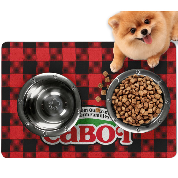 Custom Lumberjack Plaid Dog Food Mat - Small w/ Name or Text