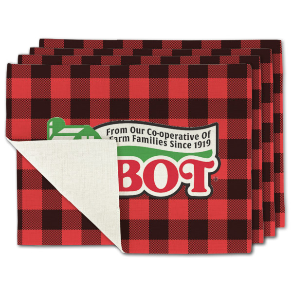 Custom Lumberjack Plaid Single-Sided Linen Placemat - Set of 4 w/ Name or Text