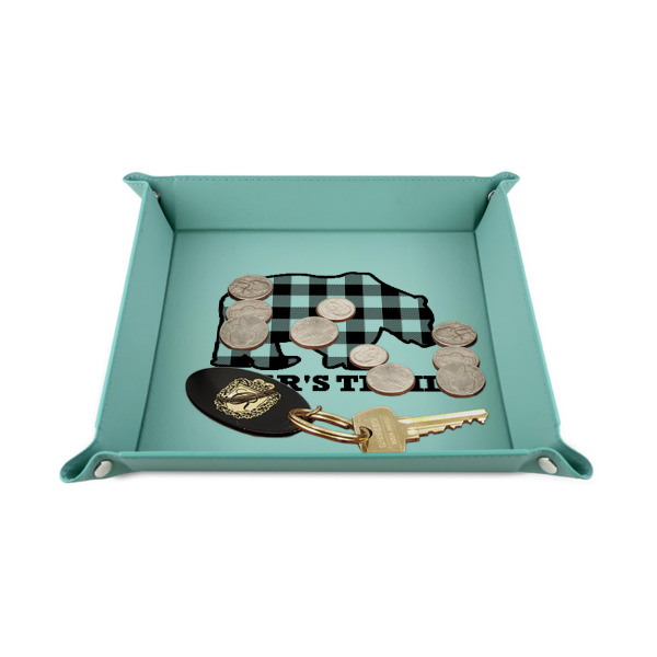Custom Design - 6" x 6" Teal Leatherette Snap Up Tray - STYLED