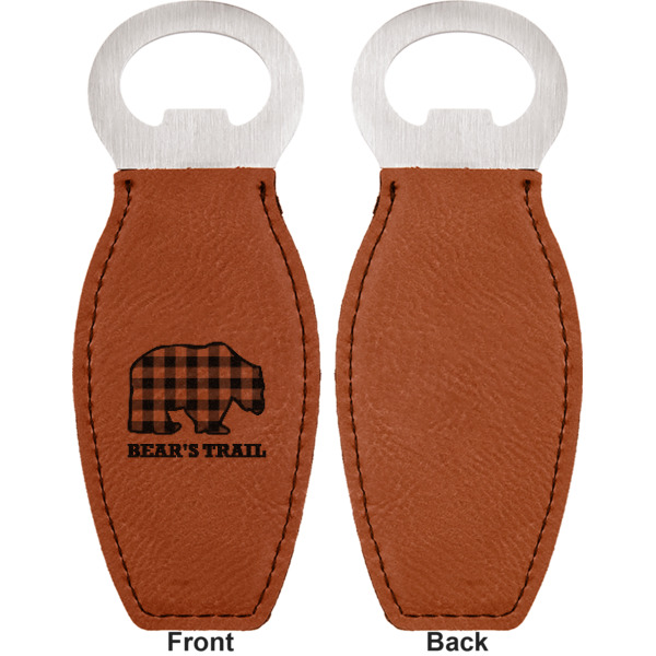 Custom Design - Leather Bar Bottle Opener - Front and Back (single sided)