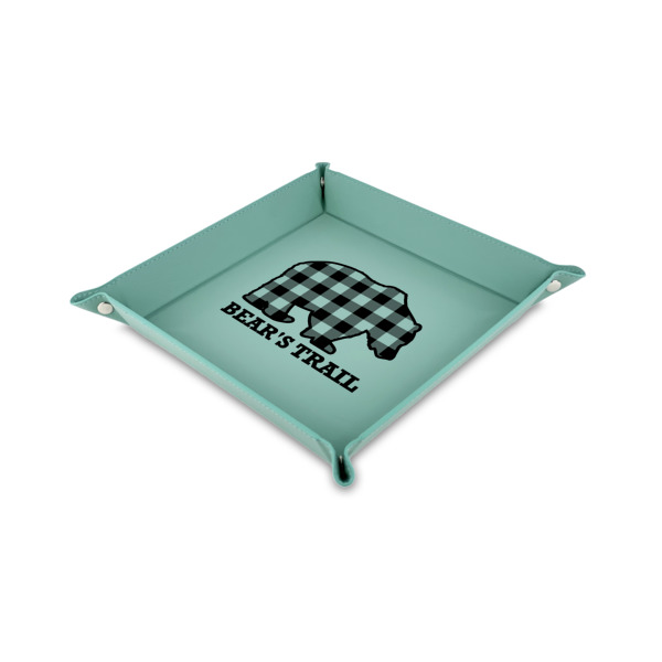 Custom Design Your Own Faux Leather Dice Tray - 6" x 6" - Teal