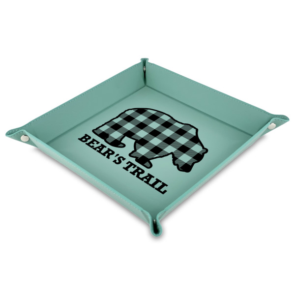 Custom Design Your Own Faux Leather Dice Tray - 9" x 9"  - Teal