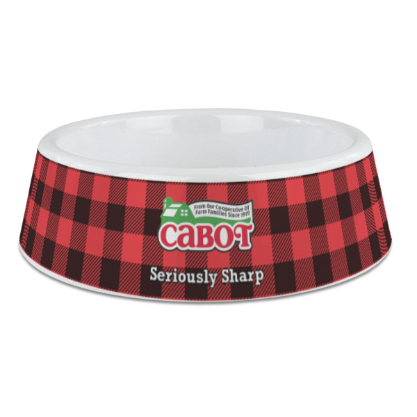 Custom Lumberjack Plaid Plastic Dog Bowl - Large (Personalized)