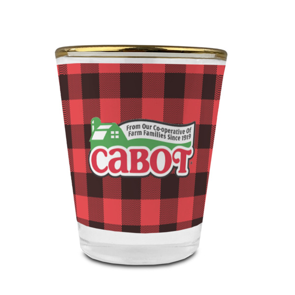 Custom Design - Glass Shot Glass - Gold Rim - Front