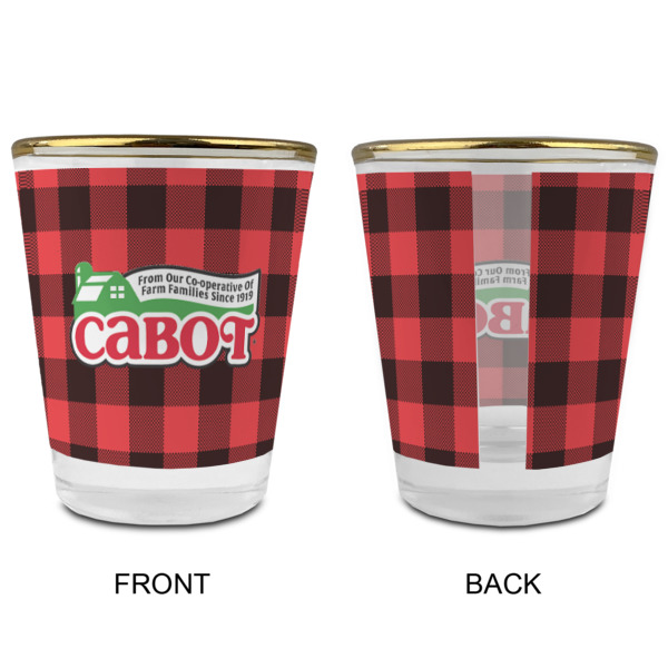 Custom Design - Glass Shot Glass - Gold Rim - Front & Back