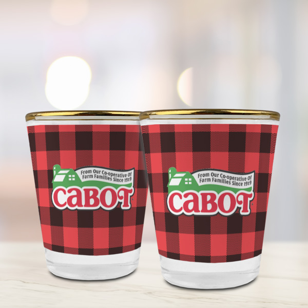 Custom Design - Glass Shot Glass - Gold Rim - Lifestyle