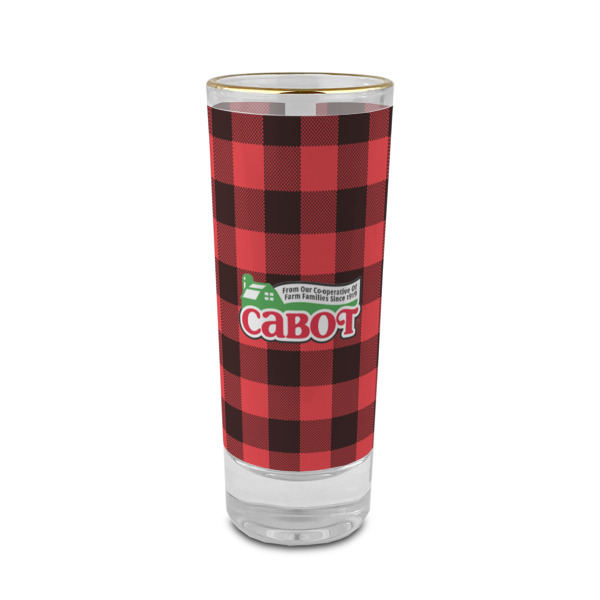 Custom Lumberjack Plaid 2 oz Shot Glass - Glass with Gold Rim (Personalized)