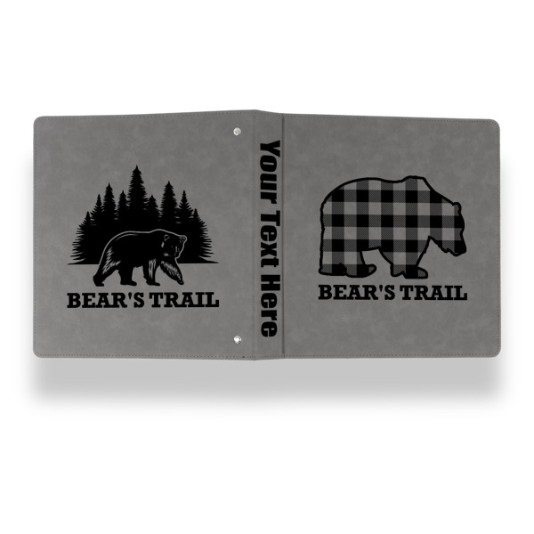Custom Design - Leather Binder - 1" - Grey - Back Spine Front View