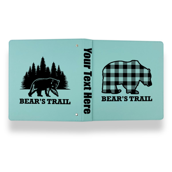 Custom Design - Leather Binder - 1" - Teal - Back Spine Front View