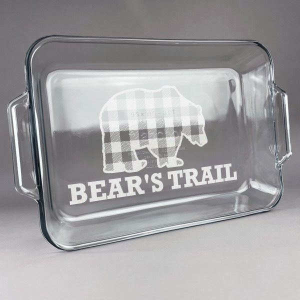 Custom Lumberjack Plaid Glass Baking and Cake Dish (Personalized)