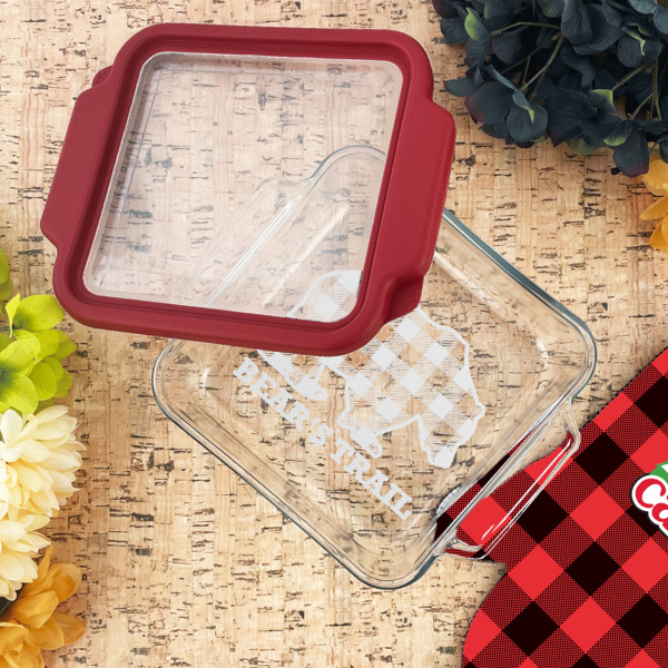 Custom Design - Glass Cake Dish - 8"x8" - Lifestyle