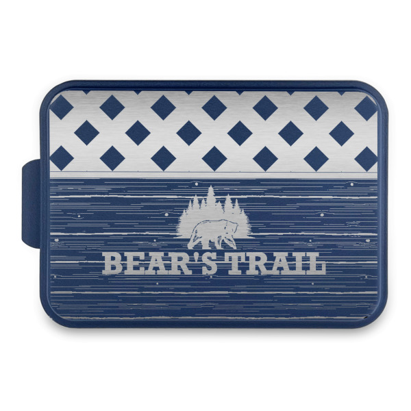 Custom Lumberjack Plaid Aluminum Baking Pan with Navy Lid (Personalized)