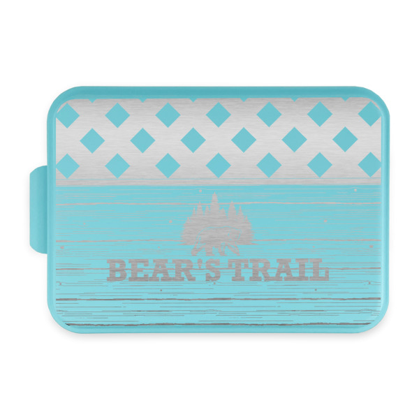 Custom Lumberjack Plaid Aluminum Baking Pan with Teal Lid (Personalized)