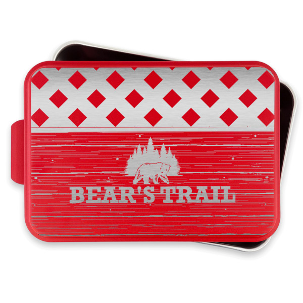 Custom Design - Aluminum Baking Pan - Red Lid - FRONT w/lif off