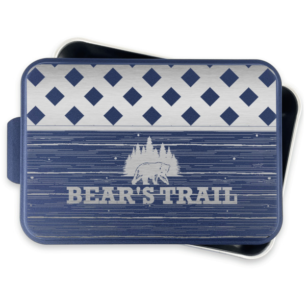 Custom Design - Aluminum Baking Pan - Navy Lid - FRONT w/lid off