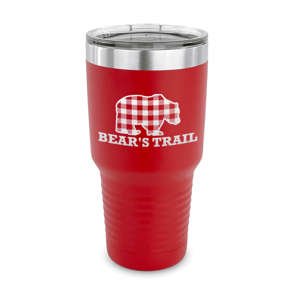 Custom Lumberjack Plaid 30 oz Stainless Steel Tumbler - Red - Single Sided (Personalized)