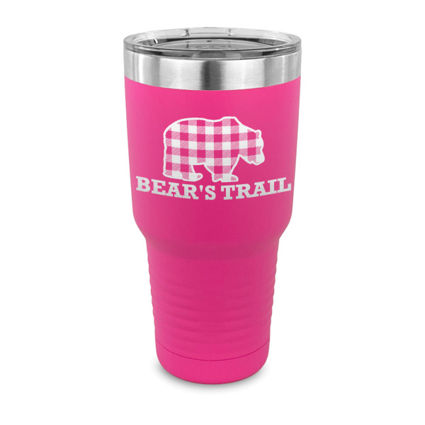 Custom Lumberjack Plaid 30 oz Stainless Steel Tumbler - Pink - Single Sided (Personalized)