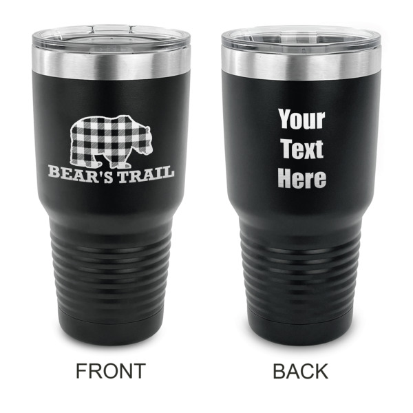 Custom Lumberjack Plaid 30 oz Stainless Steel Tumbler - Black - Double Sided (Personalized)