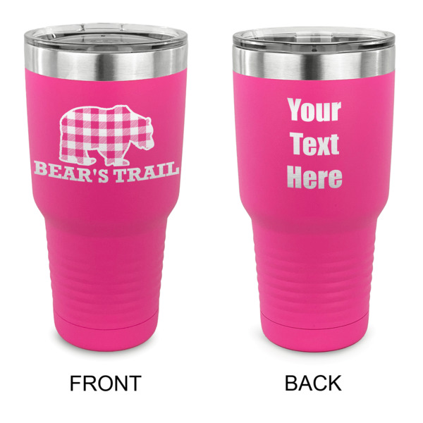 Custom Lumberjack Plaid 30 oz Stainless Steel Tumbler - Pink - Double Sided (Personalized)